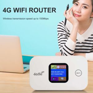 Router 4G LTE Tragbarer Router 150 Mbit / s Wireless WiFi SIM -Karten -Kartenschlitz tragbares Netzwerk Hotspot -Gerät 2100mah Buntes LED -Display