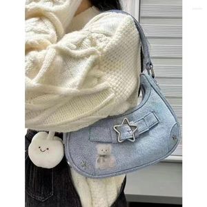 Abendtaschen y2k Vintage Korean lässige süße blaue star schulter unterarmte tasche ladies sling Leder Reißverschluss Bagutte Handtaschen Frauen Frauen