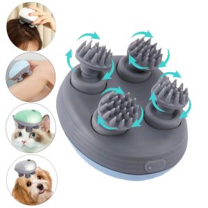 Schampookonditioner smart elektrisk husdjur massager för katt hund kropp djup massage huvud hårväxt hårbotten tillbehör dusch skönhet hälsovård avslappnar USB