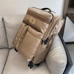 Luggage Multifunctional ultralight silent boarding suitcase 20 "Oxford cloth checked 24 extendable pull rod luggage 20/28