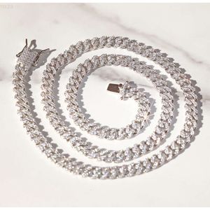 Mode enkel rad 6mm 10mm GRA Moissanite Chain 925 Solid Silver Hip Hop Necklace Rapper Cuban Link Chain