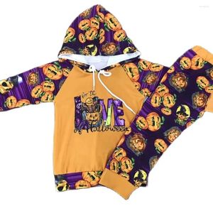 Kleidungssets Boutique Großhandel Herbst- und Winter Hallowmas Kürbislastwagen Anzug Langarm Set für Jungen Mädchen Kinderkleidung Outfit