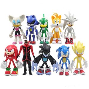 Действие игрушек. Новые полные набор продаж Sonic Tails werehog Action Персонаж Blue Shadow Doll Cartoon Series серия кукол Childrens Hedgehog Toy T240422