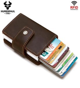 2020 Rfid Men Leather Credit Card Holders Business ID Card Case Male Coin Purse Fashion Automatic Blocking Aluminium Card Walet9015516