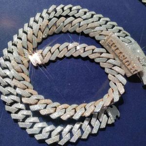 2023 Standard Quality 16-20mm 100% Handcrafted Vvs Moissanite Iced Out Cuban Link Chain 925 Sterling Silver Necklace