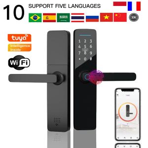 Управление Phipulo Tuya Wi -Fi Digital Electronic Smart Door Lock с биометрическим отпечатками пальцев смарт -карты разблокировка ключа