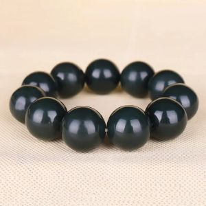 Bransoletki hetian nefrite jade qingyu ciemnozielona bransoletka dla mężczyzn kobiet poleruje runda 10 12 14 18 20 mm Bead Bracelets Fine Jewelry