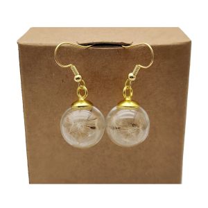 Earrings Dandelion Make a Wish Glass Ball Gold Color Drop Earrings For Women Boho Fashion Jewelry Bohemian Cute Vintage Handmade