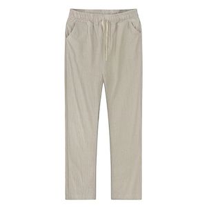 Calça de linho de algodão masculino outono masculino de linho de linho sólido respirável Fitness Streetwear S-3xl 240420