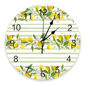 Wall Clocks Stripes Summer Fruit Bedroom Clock Large Modern Kitchen Dinning Round Living Room Watch Home Decor