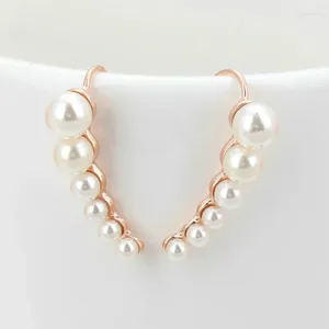 Studörhängen Specialärter Klättringsklämma på för kvinnor Vit Imitation Pearl Ear Cuff Earring Wedding Fashion Jewel Girls Gift