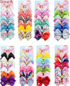 DHL 156 Cores Designer Ins 5quot Bow Girl Girl Colorful Print Barrettes Acessórios Rainbow Kids Unicorn Party Hair Clipper4572583