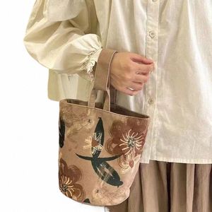carto Rabbit Print Bucket Bag Fi Tote Bag Canva Lunch Pouch Large Capacity Cylinder Bags W0XM#