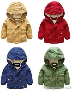 Новая зимняя инородная торговля оригинальная бренда детей 039s Boy Boy Children плюс бархатный теплый хлопковой тренч Trench Coat4615603