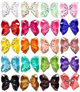 6 Inch Unicorn Print Grosgrain Ribbon Bows with Clips For Kids Girl Colorful Hairgrips Hairpins Hair Accessories3201204