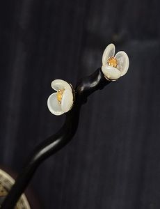 kvalitet blomma naturligt trä sandelträ hårpinne vintage blommor hår stift tillbehör kvinnor bankett smycken6130560