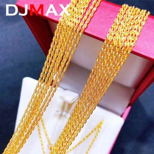 Halsband DJMAX ORIGINAL S925 Sterling Silver AU750 Single Necklace 18K Gold Lady Clavicle Single Extension Chain Fine Jewelry New 2023