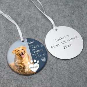 Dekorativa figurer Anpassade PO -ornament Personlig bildhänge hängande prydnads Memorial Dog First Christmas Gift Tree Decoration