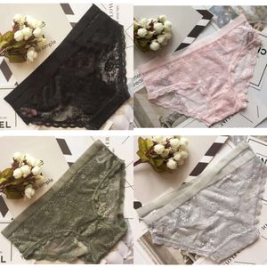 Sexy Women Lace Underwears 5 Colors See Through Cross Elastic Wasit Solid Panties Free Size Female Briefs