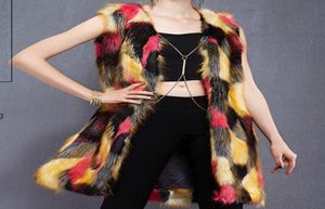 Women039s Fur Faux Colorful Vest Imitation Whole Explosion Models Dam Long Section Was Thin Wild Coat Jacket6695029