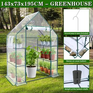 3tier Walkin Greenhouse com prateleiras de plantas, flores de jardim externo de plantio de jardim de casas de água quente Casa PEBracket 240415