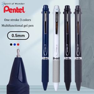 Pens Japan Pentel 3Color Gel Pen Multifunktion Signatur Pen 0,5 mm Handkonto QuickDrying Smooth BLC35 School Supplies Stationery