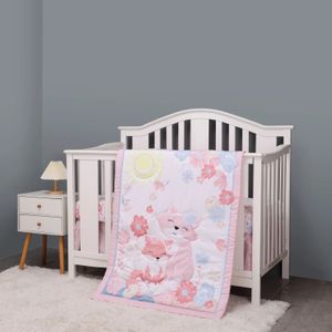 sunny fox Baby Crib Bedding Set for Girls including quilt crib sheet skirt 240418