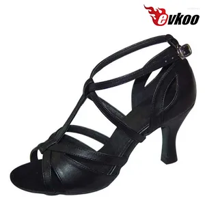 Dansskor Evkoodance Latin Salsa Heel 7cm för damer Sex olika färg kan välja satin eller PU-material Evkoo-221