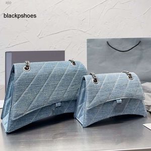 Balencig Le Cagole En yüksek seviyeli el çantası ezme crossbody kum saati çantası denim tuval çanta kot pantolon omuz çantaları moda mektubu boku gümüş donanım flep cl cl cl