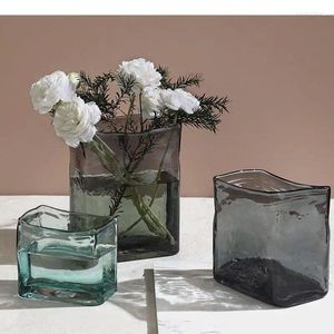 VASE RECTANGLANGLE HYDROPONICS GLASS VASEミニマリズム植木鉢装飾アレンジメントデスク装飾花のモダンな装飾