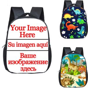 Bags 12 inch Customize Your Logo Name Image Toddlers Backpack Animals Dinosaur Children School Bags Baby Toddler Bag