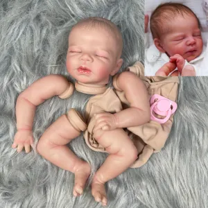Dolls 16 Inch Newborn Zendric 3D Painted Skin Reborn Doll Kit With Cloth Body Unfinished Premature Baby Doll Parts DIY Toy