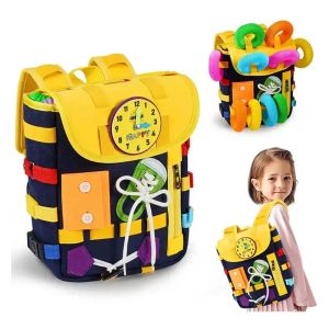 Bags Infantil Backpack for Kids School Bag Mini Backpacks For Girls Amarra Shoes Zipper Habilidades Motoras Finas Criança Busyling Board Board