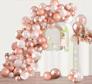 Dekoracja imprezy 143pcs Rose Gold Balloons Garland Arch Zestaw z balonem konfetti na baby shower urodziny