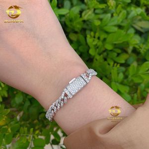 RTS -Schmuck S925 Silber 1rows Cuban Chain Micro VVS Moissanit Gold plattiert Halskette Armband Kubanische Verbindung