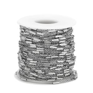 Strängar 10m 2 mm bredd guld silver rund rörhandgjorda kedjor rostfritt stål länk kedja fynd diy för kvinnor halsband armband tillverkning