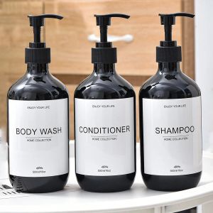 Distributori 3pcs/500 ml di distributore di lozioni impermeabili con etichetta per shampoo da bagno, gel doccia e decorazione per la casa