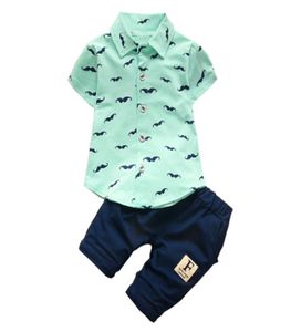 Summer Baby Boy Girl Girl Shirt Spodnie 2PCSSets Gentleman Style Kid Piękny broda