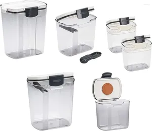 Garrafas de armazenamento Progressive Prepworks Prokeeper 6 peças Cozinha de cozinha clara de plástico de alimentos de alimentos e recipiente de organização de açúcar Bakin