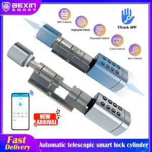 Controle de impressão digital bloqueio de cilindro inteligente biométrico eletrônico com cartão RFID key mecânica de porta inteligente TTLOCK APP C1