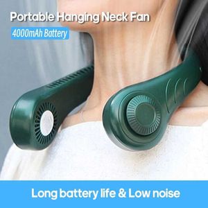 Portable Air Coolers New Mini Neck Fan Portable Bladeless Hanging Neck 4000mAh Rechargeable Air Cooler 3 Speed Mini Summer Sports Fan Y240422