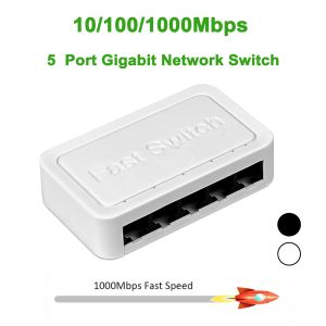 Routter Kebidumei Mini Gigabit Network Switch 5 Port Ethernet Switch Internet Splitter Desktop 10/100 / 1000Mbps RJ45 Hub WiFi Router