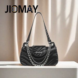 Jiomay Black Stripe Luxury Designer 핸드백 Busin and Leisure Light Lufury Style Shoulder Bag Menger Bag Purse Handbags F7F5#