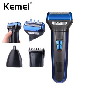 Clippers KEMEI Multifuncional 3 em 1 barragem elétrica Révendo de barbear recarregável Cabelo sem fio Clipper barba nariz aparador de cabelo Razor Kit