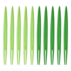 Forks 10pcs em forma de folha verde pequeno decorativo de frutas pauzinhos