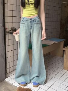 Kvinnors jeans benuynffy street vintage flare mode koreansk stil casual denim byxor hög midja lösa bredben blossade byxor