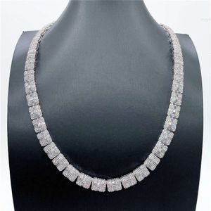 Fabrikspriset isade ut smycken VVS Moissanite Diamond Baguette Cuban Link Chain Necklace Silver 925