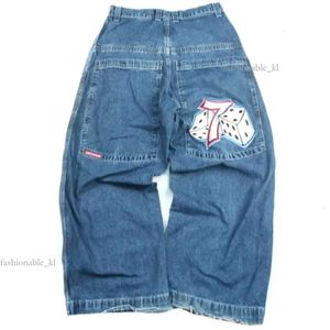Jnco Jeans Y2K Designer Mens Hip Hop Dice Graphic Embroidered Baggy Jeans Retro Blue Pants Harajuku Gothic High Waisted Wide Trousers Jncos Jeans 952