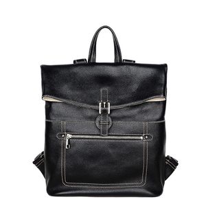 Bolsas de couro genuíno feminino feminino simples moda de grande capacidade de grão macia mochila de couro