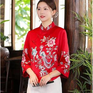 Ethnische Kleidung Frauen Tang Kleid Cheongsam National Kostüm Chinesische traditionelle Bluse Spring Retro gestickt